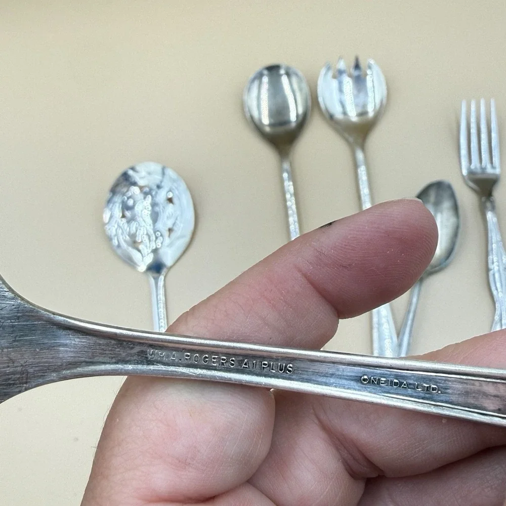 Lot of 6 Vintage Silverware Various Brands 1940s Silver Plated England Italy